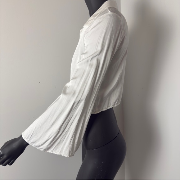 L'agence - Roxane Front-Tie Blouse White Button Front Tie Blouse Viscose Blend - Picture 5 of 9